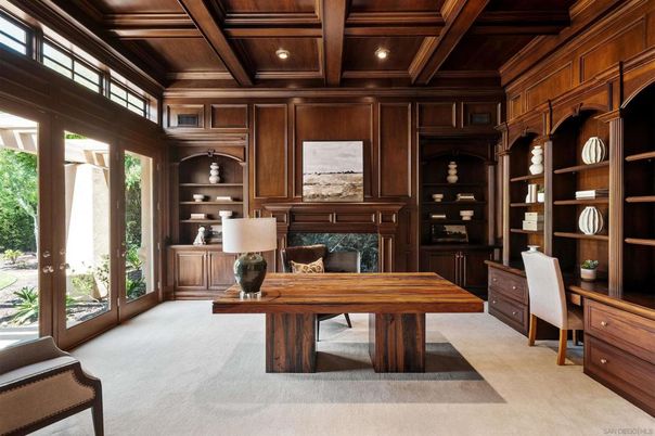 Home Office, Interior, Recessed Lighting, Wooden Beams, Wooden Ceilings, Wooden Walls