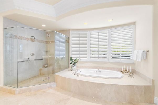 Bathroom, Glass Shower, Interior, Recessed Lighting