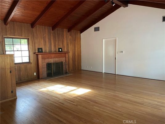 Empty room, Fireplace, Interior, Wooden Beams, Wooden Ceilings, Wood Texture Flooring, Wooden Walls