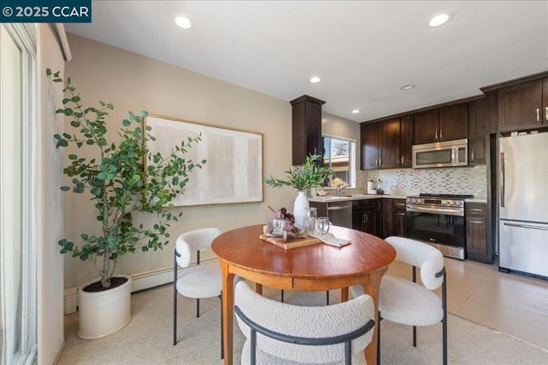 Dining room, Interior, Kitchen, Recessed Lighting, Stainless Steel Appliances