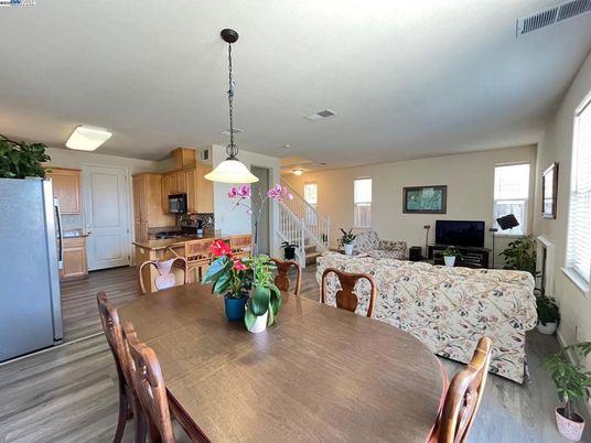 Dining room, Interior, Kitchen, Living room, Pendant Lights, Recessed Lighting, Wood Texture Flooring