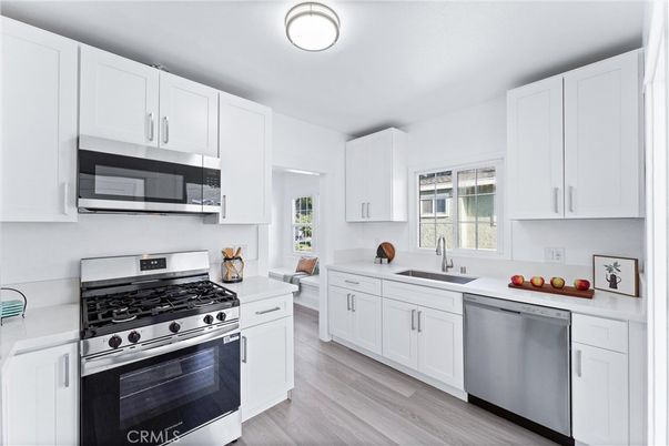 Interior, Kitchen, Stainless Steel Appliances, Wood Texture Flooring