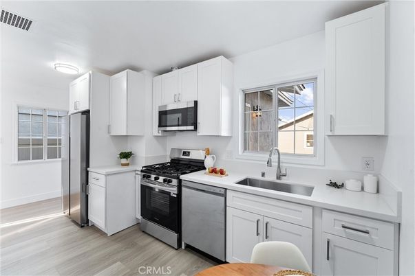 Interior, Kitchen, Stainless Steel Appliances, Wood Texture Flooring
