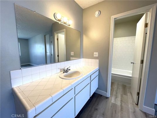Bathroom, Interior, Tile Countertops, Wood Texture Flooring