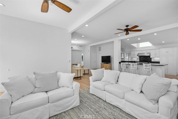 Interior, Kitchen, Living room, Recessed Lighting, Stainless Steel Appliances, Wood Texture Flooring