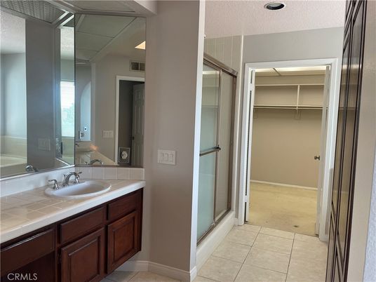 Bathroom, Glass Shower, Interior, Tile Countertops, Walk-in Closets