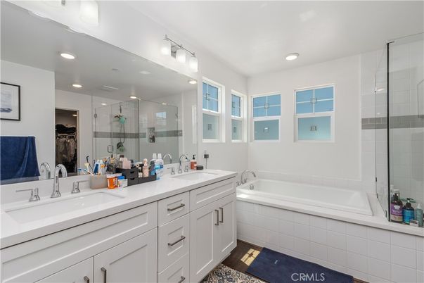 Bathroom, Dual Sink Vanities, Glass Shower, Interior, Recessed Lighting