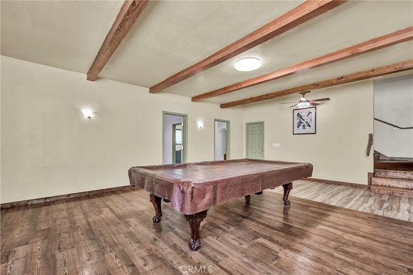 Billiard Table, Game Room, Interior, Wooden Beams, Wood Texture Flooring