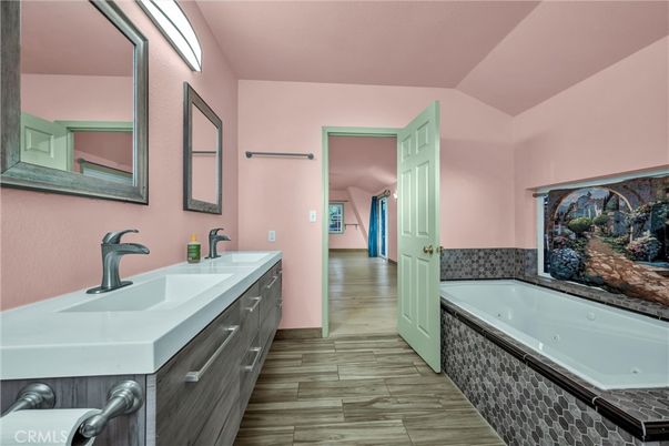 Bathroom, Dual Sink Vanities, Interior, Wood Texture Flooring