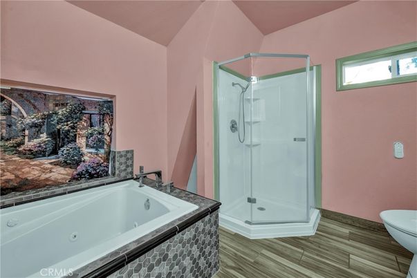 Bathroom, Glass Shower, Interior, Wood Texture Flooring