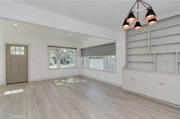 Empty room, Interior, Pendant Lights, Recessed Lighting, Wood Texture Flooring