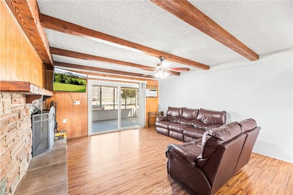 Fireplace, Interior, Living room, Stone Walls, Wooden Beams, Wood Texture Flooring, Wooden Walls