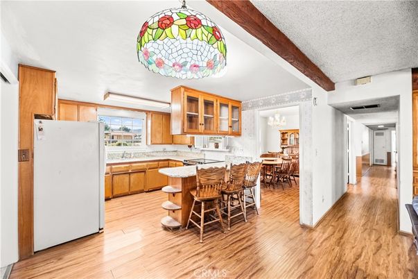 Chandelier, Dining room, Interior, Kitchen, Wooden Beams, Wood Texture Flooring