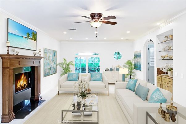 Fireplace, Interior, Living room, Recessed Lighting
