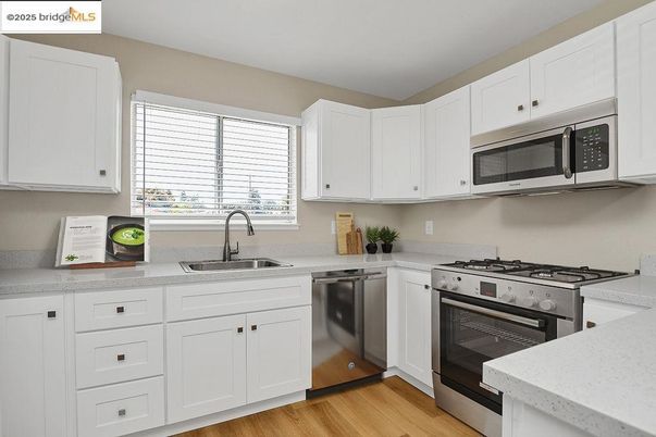 Interior, Kitchen, Stainless Steel Appliances, Wood Texture Flooring