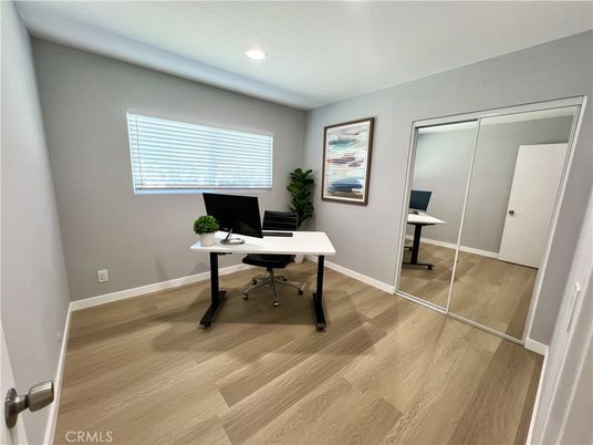 Home Office, Interior, Recessed Lighting, Wood Texture Flooring
