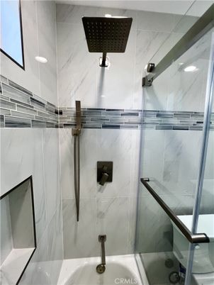 Bathroom, Glass Shower, Interior, Marble Walls, Recessed Lighting