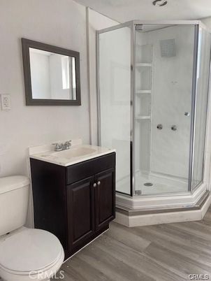 Bathroom, Glass Shower, Interior, Wood Texture Flooring