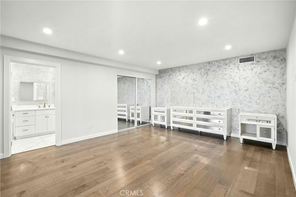 Bathroom, Empty room, Interior, Marble, Marble Walls, Recessed Lighting, Wood Texture Flooring