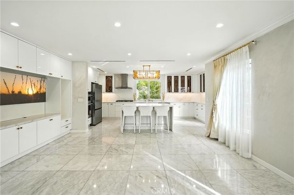 Interior, Kitchen, Marble, Pendant Lights, Recessed Lighting