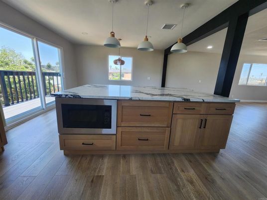 Interior, Kitchen, Pendant Lights, Recessed Lighting, Wood Texture Flooring