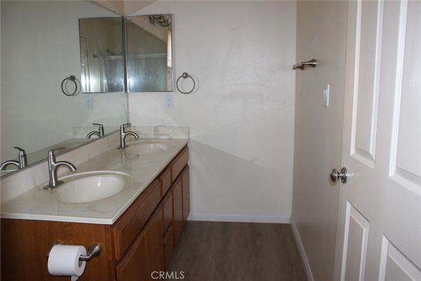 Bathroom, Dual Sink Vanities, Interior, Wood Texture Flooring