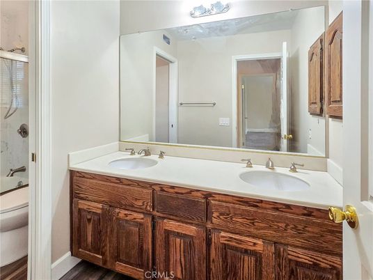 Bathroom, Dual Sink Vanities, Interior, Wood Texture Flooring