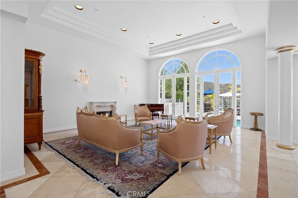 Dining room, Fireplace, Interior, Living room, Recessed Lighting