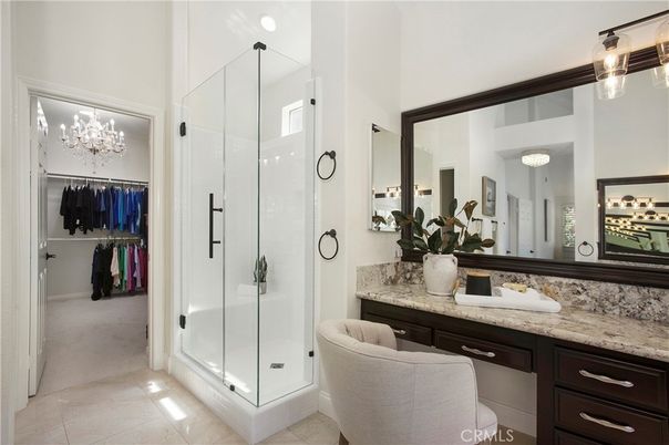 Bathroom, Chandelier, Glass Shower, Interior