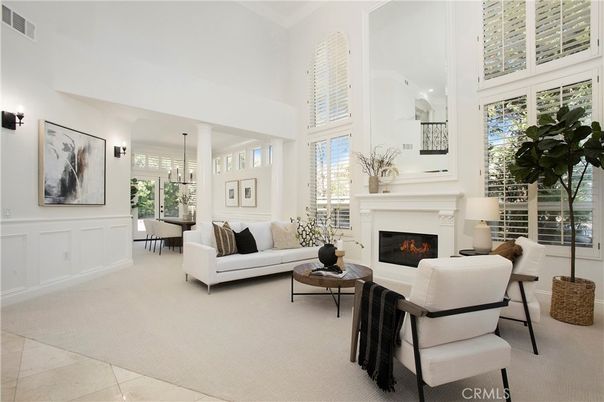 Dining room, Fireplace, Interior, Living room, Pendant Lights