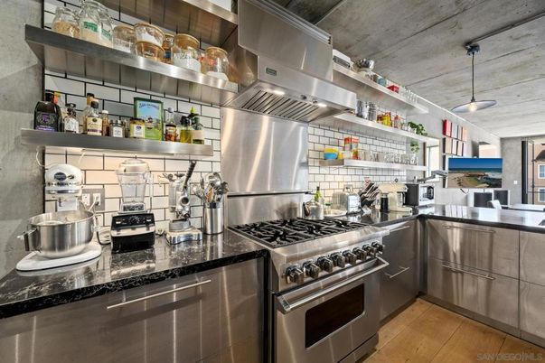 Interior, Kitchen, Pendant Lights, Stainless Steel Appliances, Wood Texture Flooring