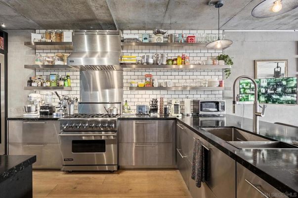 Interior, Kitchen, Pendant Lights, Stainless Steel Appliances, Wood Texture Flooring