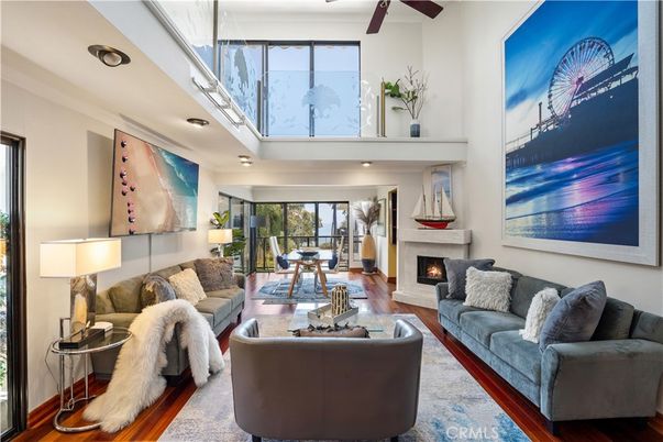 Dining room, Fireplace, Interior, Living room, Recessed Lighting, Wood Texture Flooring