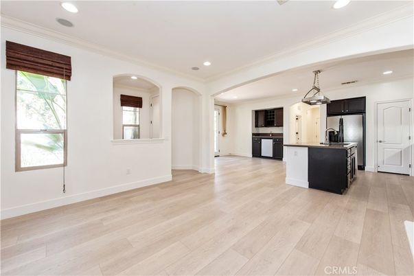 Interior, Kitchen, Pendant Lights, Recessed Lighting, Wood Texture Flooring