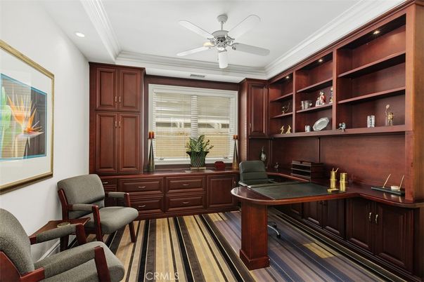 Home Office, Interior, Recessed Lighting, Wood Texture Flooring