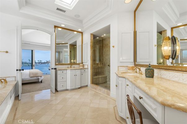 Bathroom, Dual Sink Vanities, Glass Shower, Interior, Recessed Lighting, Water