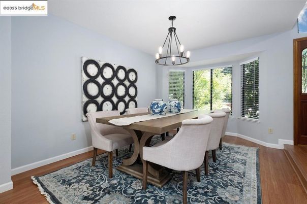Chandelier, Dining room, Interior, Pendant Lights, Wood Texture Flooring