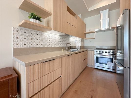 Interior, Kitchen, Stainless Steel Appliances, Wood Texture Flooring