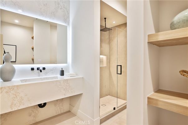 Bathroom, Glass Shower, Interior, Recessed Lighting