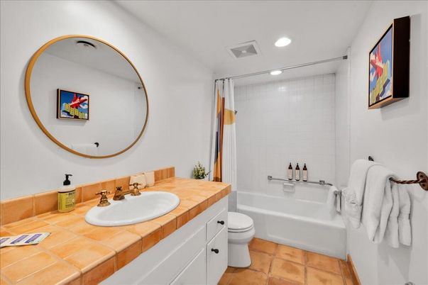 Bathroom, Interior, Recessed Lighting, Tile Countertops
