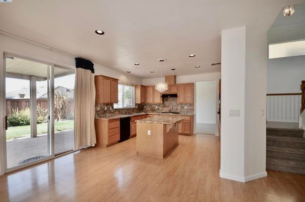 Chandelier, Interior, Kitchen, Pendant Lights, Recessed Lighting, Wood Texture Flooring