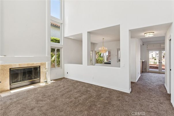 Chandelier, Empty room, Fireplace, Interior