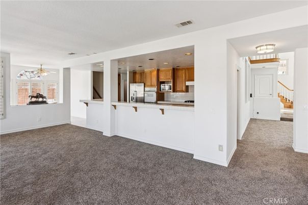 Empty room, Interior, Kitchen, Recessed Lighting, Stainless Steel Appliances