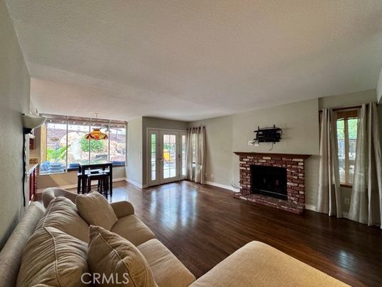 Dining room, Fireplace, Interior, Living room, Wood Texture Flooring