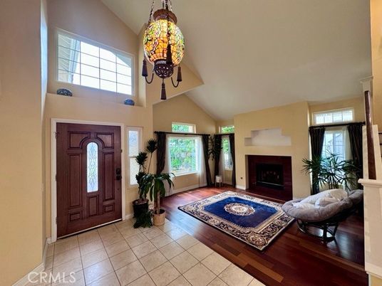 Fireplace, Interior, Pendant Lights, Wood Texture Flooring
