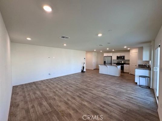 Empty room, Interior, Kitchen, Recessed Lighting, Wood Texture Flooring