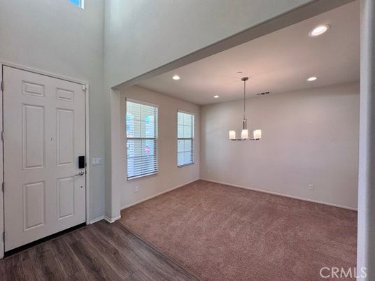 Chandelier, Empty room, Interior, Recessed Lighting, Wood Texture Flooring
