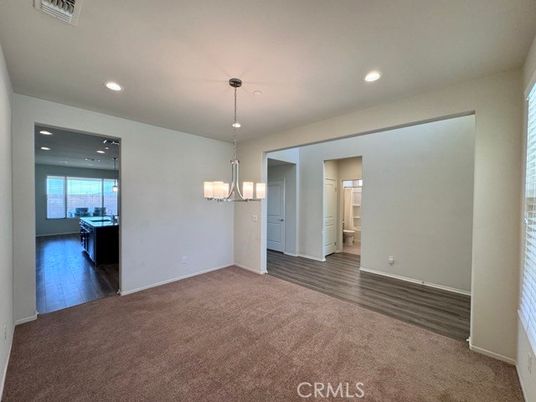 Chandelier, Empty room, Interior, Recessed Lighting, Wood Texture Flooring