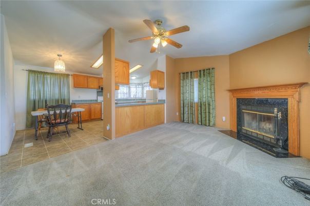 Chandelier, Fireplace, Interior