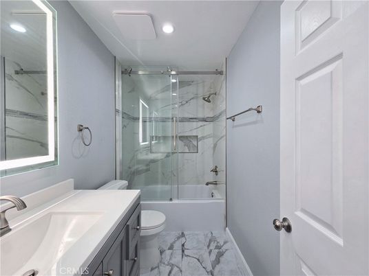 Bathroom, Glass Shower, Interior, Marble, Marble Walls, Recessed Lighting
